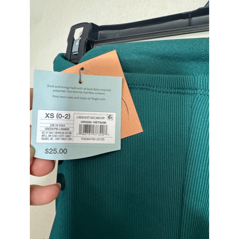 Shade & Shore Women's Ribbed High Leg Bandeau One Piece Swimsuit Green XS NWT - Picture 7 of 7